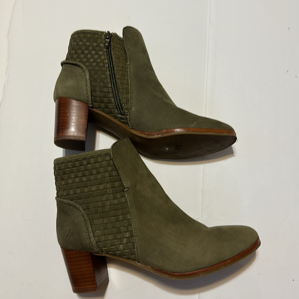 Jack Rogers Green Ankle Booties with Stacked Heel - Picture 5 of 9